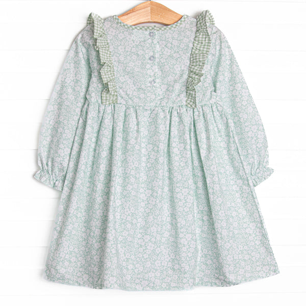 Garden Gate Gingham Side Tie Dress, Green