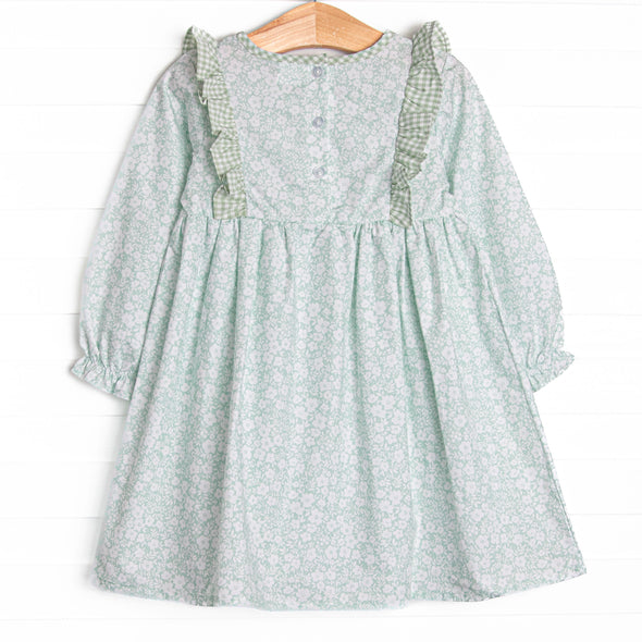 Garden Gate Gingham Side Tie Dress, Green