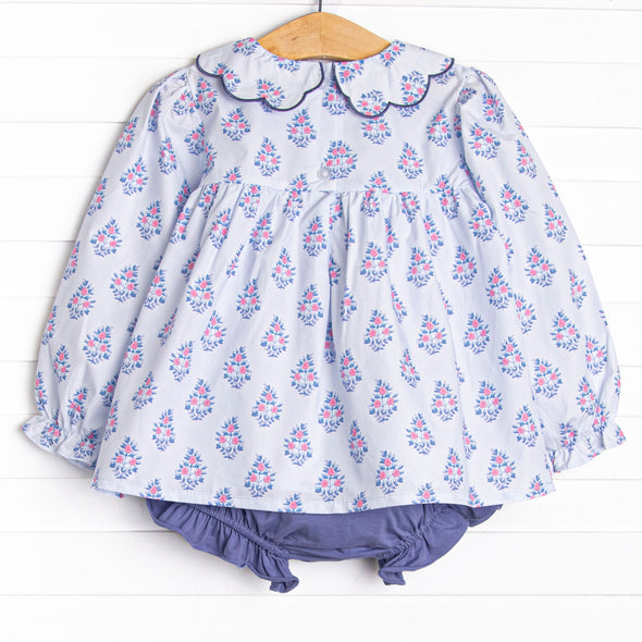 Blue Bud Bouquet Diaper Set, Blue