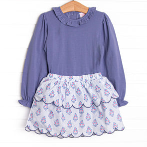Blue Bud Bouquet Skirt Set, Blue