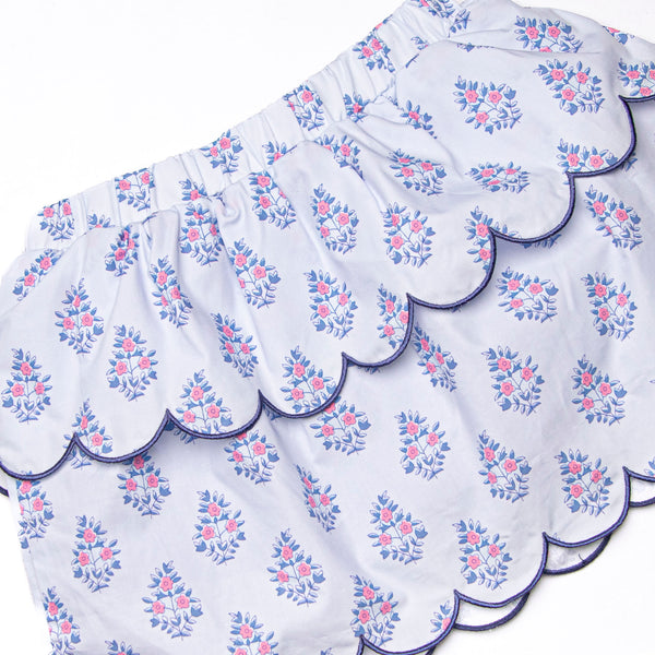 Blue Bud Bouquet Skirt Set, Blue