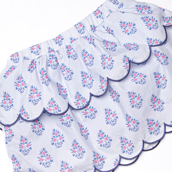 Blue Bud Bouquet Skirt Set, Blue