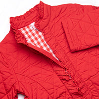 Quilted Ruffle Coat, Red