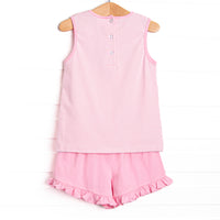 Pacific Palms Applique Short Set, Pink