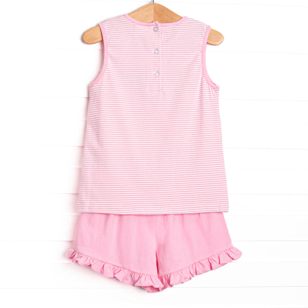 Pacific Palms Applique Short Set, Pink
