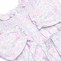 Silken Petals Elastic Smocked Ruffle Romper, Blue