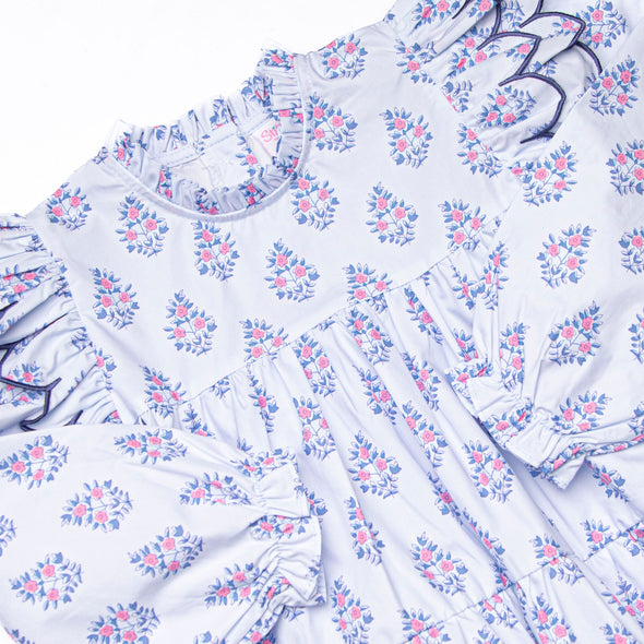 Blue Bud Bouquet Legging Set, Blue