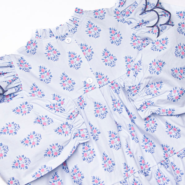 Blue Bud Bouquet Legging Set, Blue
