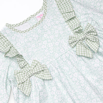 Garden Gate Gingham Side Tie Dress, Green