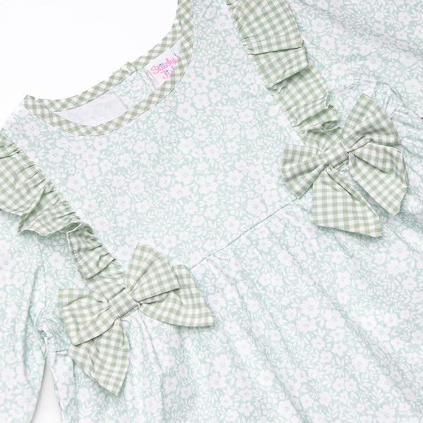 Garden Gate Gingham Side Tie Dress, Green