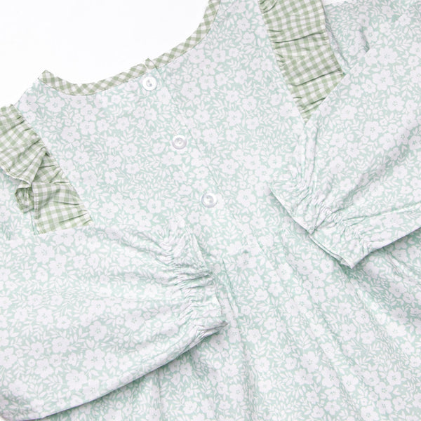 Garden Gate Gingham Side Tie Dress, Green