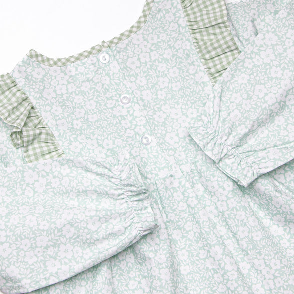 Garden Gate Gingham Side Tie Diaper Set, Green