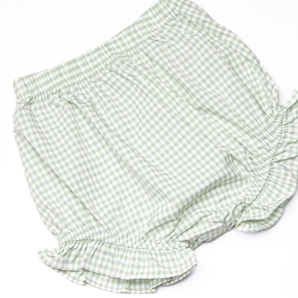 Garden Gate Gingham Side Tie Diaper Set, Green
