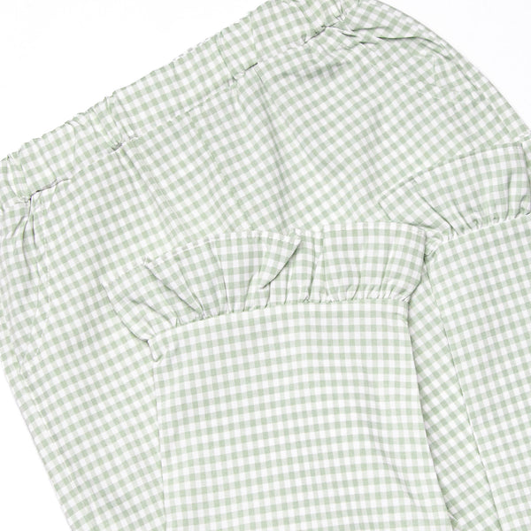 Garden Gate Gingham Side Tie Ruffle Pant Set, Green