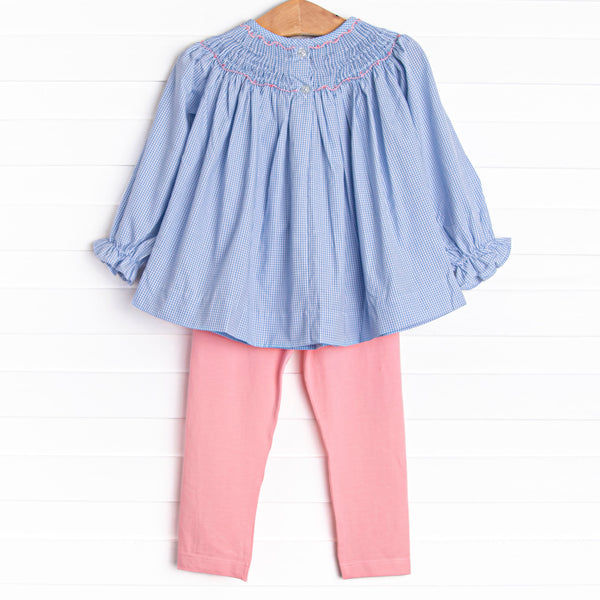 Bows in a Row Smocked Legging Set, Pink