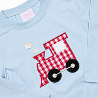 Locomotive Lad Applique Top, Blue