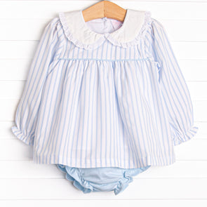 Powder Blue Pinstripe Diaper Set, Blue