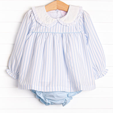 Powder Blue Pinstripe Diaper Set, Blue