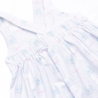 Blue Crab Bows Dress, Pink