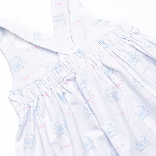 Blue Crab Bows Dress, Pink