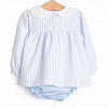Powder Blue Pinstripe Diaper Set, Blue