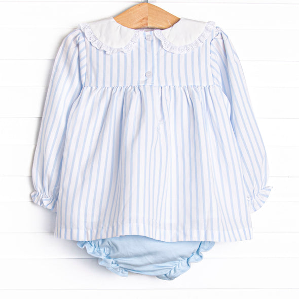 Powder Blue Pinstripe Diaper Set, Blue