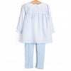 Powder Blue Pinstripe Legging Set, Blue
