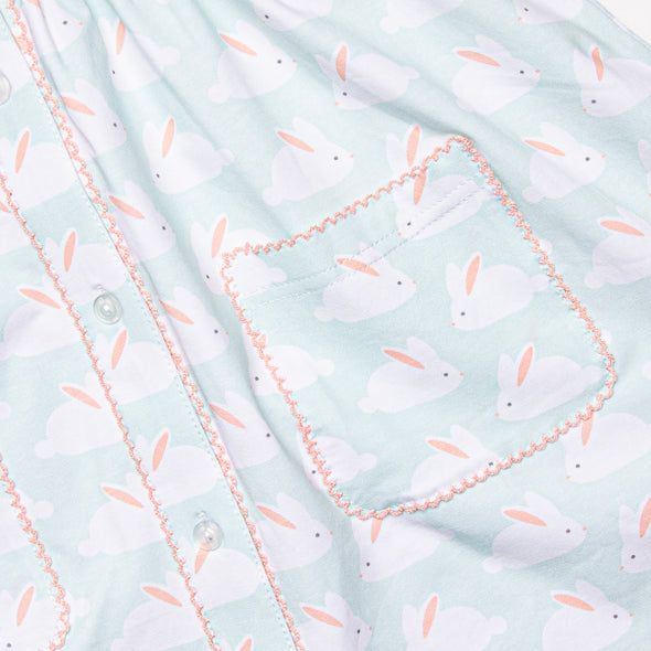 Bunny Hop Button Dress, Mint
