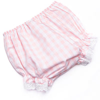 Bleu: Louise Applique Diaper Set, Pink Check