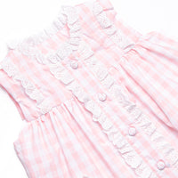 Bleu: Louise Applique Dress, Pink Check