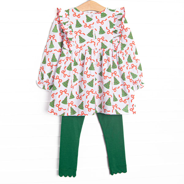 Tinsel Trees Ruffle Legging Set, Green