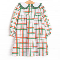 Poinsettia Plaid Dress, Red