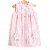 Bleu: Louise Applique Dress, Pink Check