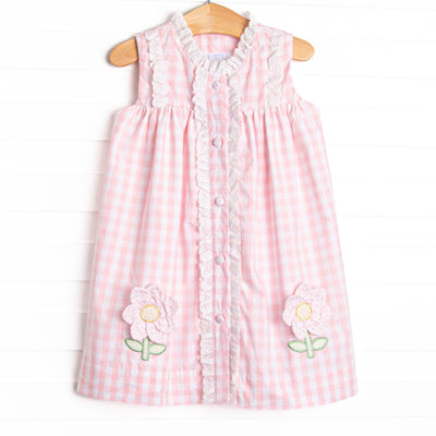 Bleu: Louise Applique Dress, Pink Check