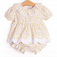 Portofino Petals Diaper Set, Yellow