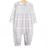 Sage and Sky Plaid Long Romper, Green