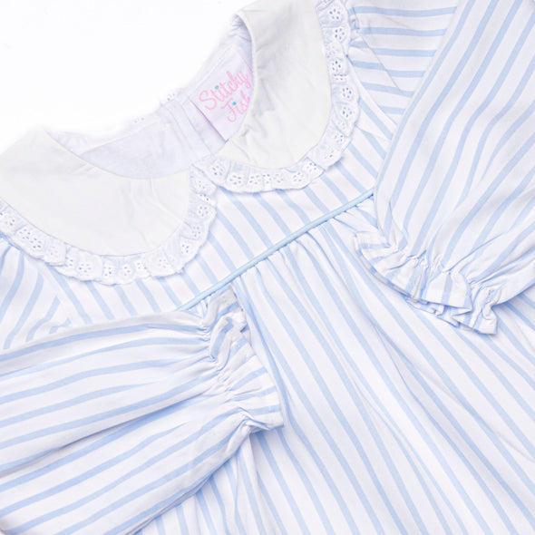 Powder Blue Pinstripe Diaper Set, Blue