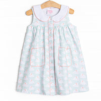 Bunny Hop Button Dress, Mint