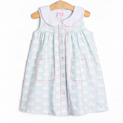 Bunny Hop Button Dress, Mint