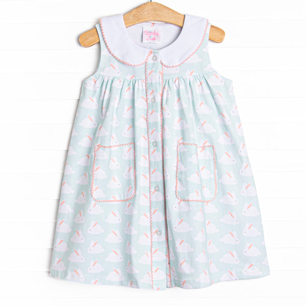 Bunny Hop Button Dress, Mint