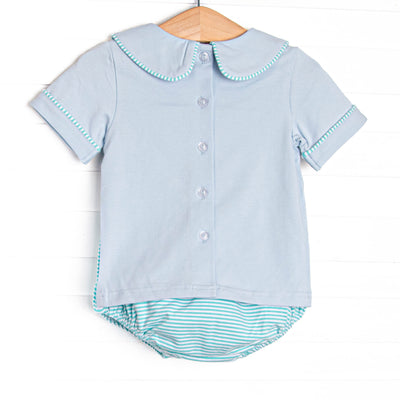 Whirlybird Winds Smocked Collared Diaper Set, Mint