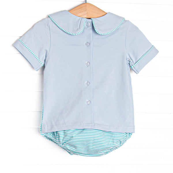 Whirlybird Winds Smocked Collared Diaper Set, Mint