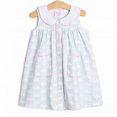 Bunny Hop Button Dress, Mint