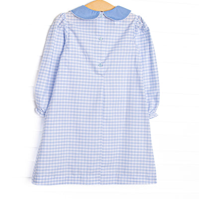 Powder Blue Plaid Pocket Dress, Light Blue