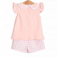 Everyday Eyelet Embroidered Short Set, Pink