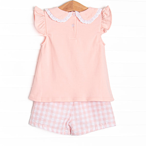 Everyday Eyelet Embroidered Short Set, Pink