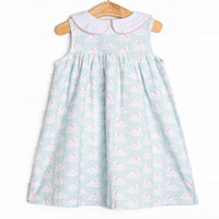 Bunny Hop Button Dress, Mint