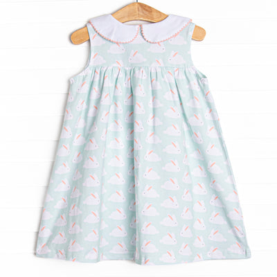 Bunny Hop Button Dress, Mint