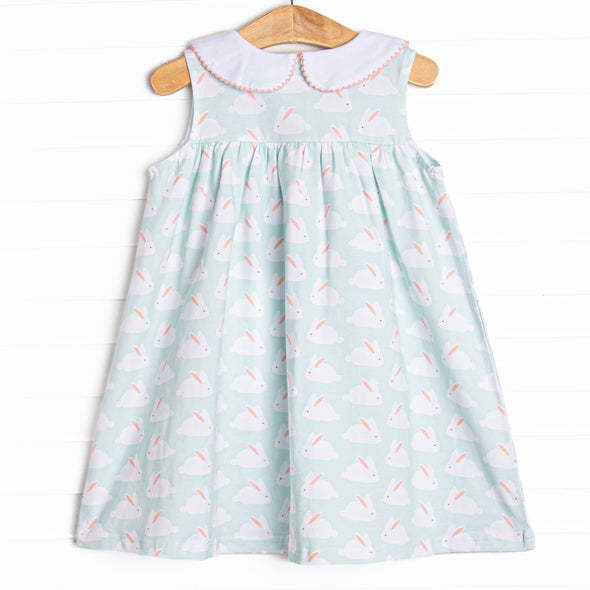 Bunny Hop Button Dress, Mint