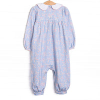 Wrapped in Ribbons Collared Romper, Blue